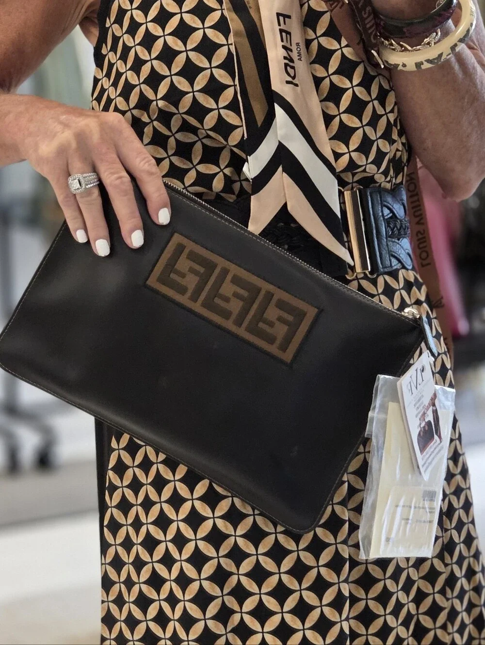 Fendi Like New With Original Cars/Tags Calfskin Leather Clutch/Pouch